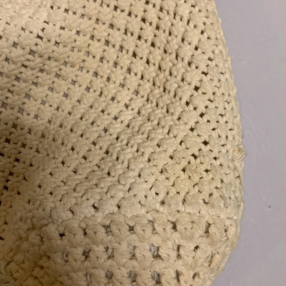 Vintage macramé woven off-white Crossbody shoulder bag purse one size